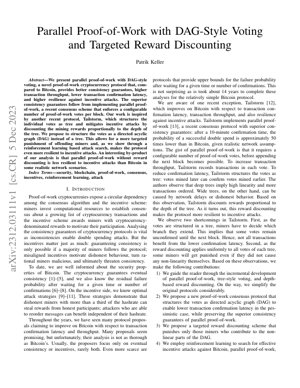 PDF Document Cover - Parallel Proof-of-Work with DAG-Style Voting and Targeted Reward Discounting: Analysis and Protocol Design